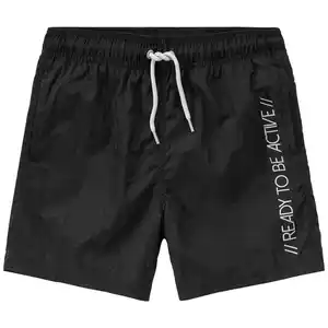 Jungen Badeshorts mit Tunnelzug SCHWARZ