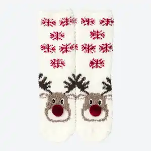 Damen-Kuschelsocken in Weihnachts-Design, White