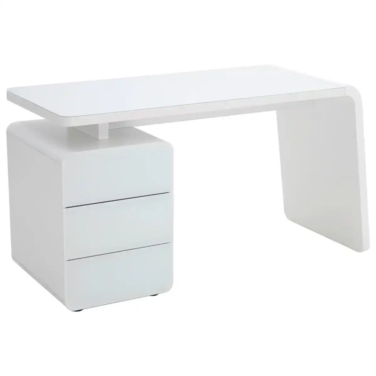 Bild 1 von Xxxl Schreibtisch, Weiß, Glas, Holzwerkstoff, 3 Schubladen, rechteckig, 60x75x132 cm, seitenverkehrt montierbar, Arbeitszimmer, Schreibtische, Bürotische