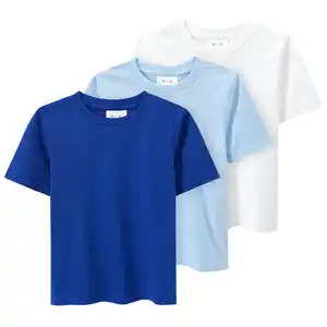 3 Jungen T-Shirts unifarben HELLBLAU / KÖNIGSBLAU / WEISS