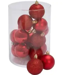 Christbaumkugeln Weihnachten, 16er-Pack, rot