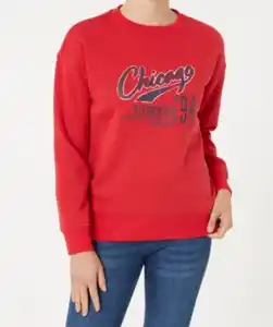 Sweatshirt mit Rippbündchen, Janina, Rundhalsausschnitt, rot