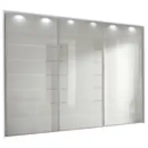 Moderano Schwebetürenschrank, Silber, Weiß, Metall, 6 Fächer, 336x222x68 cm, Lga, Goldenes M, BQ - Bündnis für Qualität, Made in Germany, Typenauswahl, Beimöbel erhältlich, umfangreiches Zube