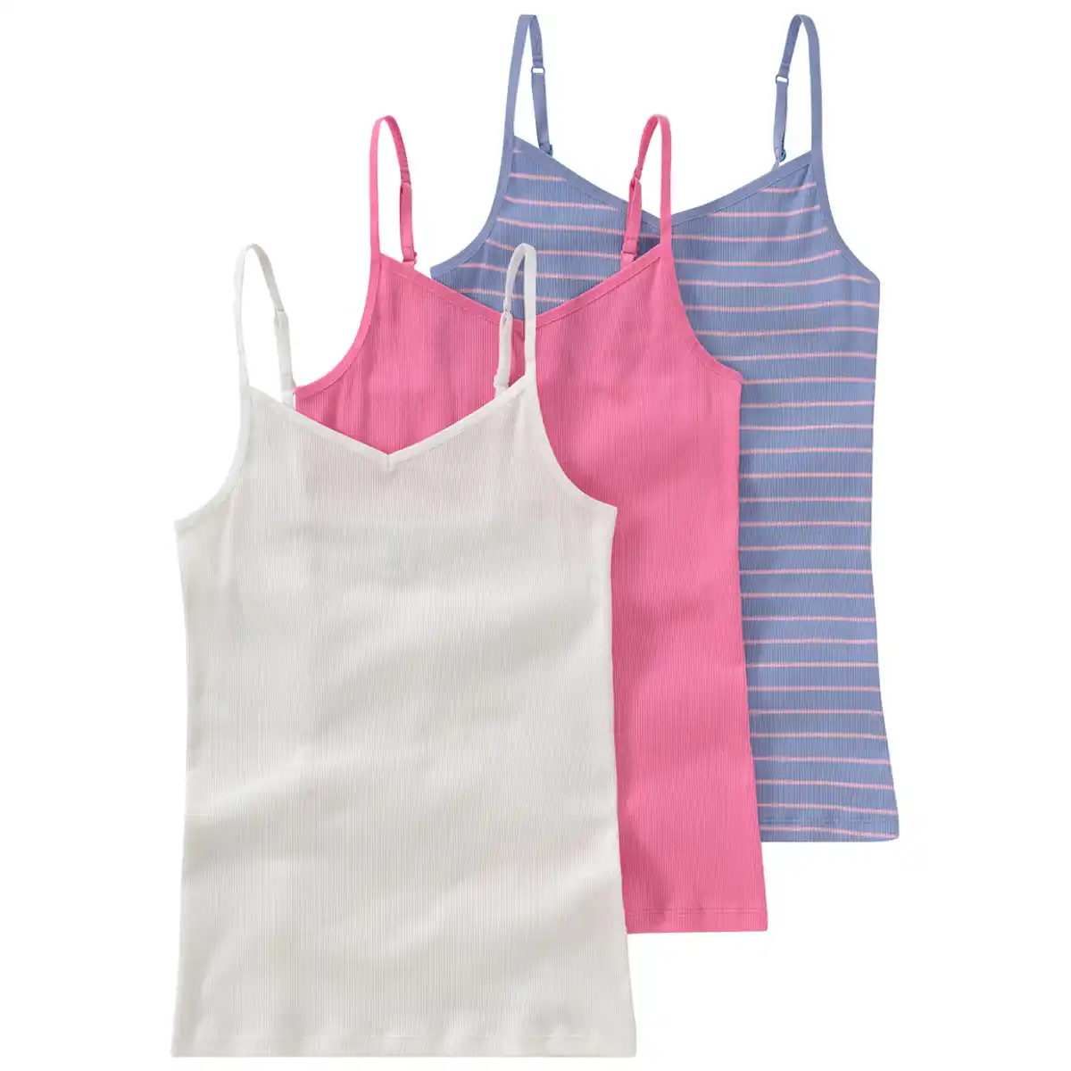 Bild 1 von 3 Mädchen Unterhemden in Rippstruktur FLIEDER / PINK / WEISS