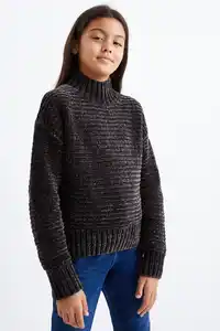 C&A Chenille-Pullover, Blau, Größe: 158-164