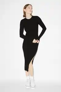 C&A CLOCKHOUSE-Figurbetontes Strickkleid, Schwarz, Größe: XS