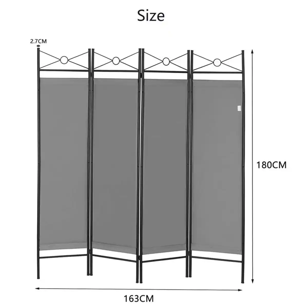 Bild 3 von Paravent 4-teilige Raumteiler 180 x 163 cm Grau