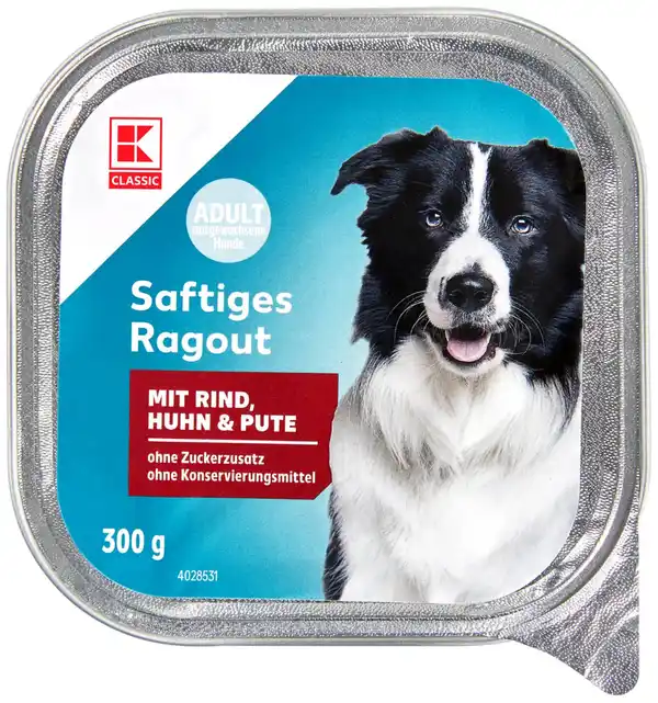 Bild 1 von K-CLASSIC Hundefutter Stückige Pastete oder Saftiges Ragout, 300-g-Schale