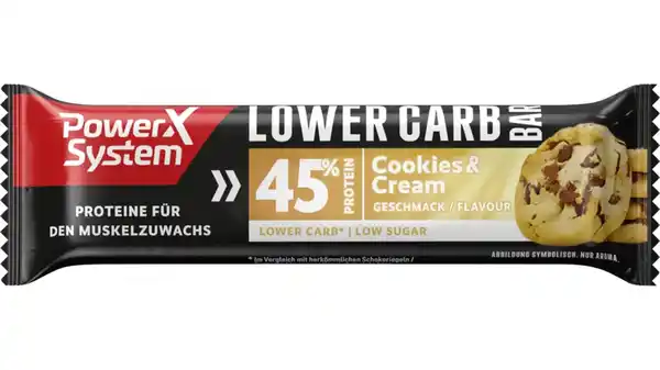 Bild 1 von Power System Proteinriegel Lower Carb Bar Cookies & Cream