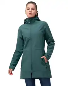 33,000ft Softshelljacke Damen Lange Übergangsjacke Wasserdicht Winddicht Softshellmantel Windbreaker Atmungsaktiv Wanderjacke Outdoor Mantel mit Abnehmbarer Kapuze