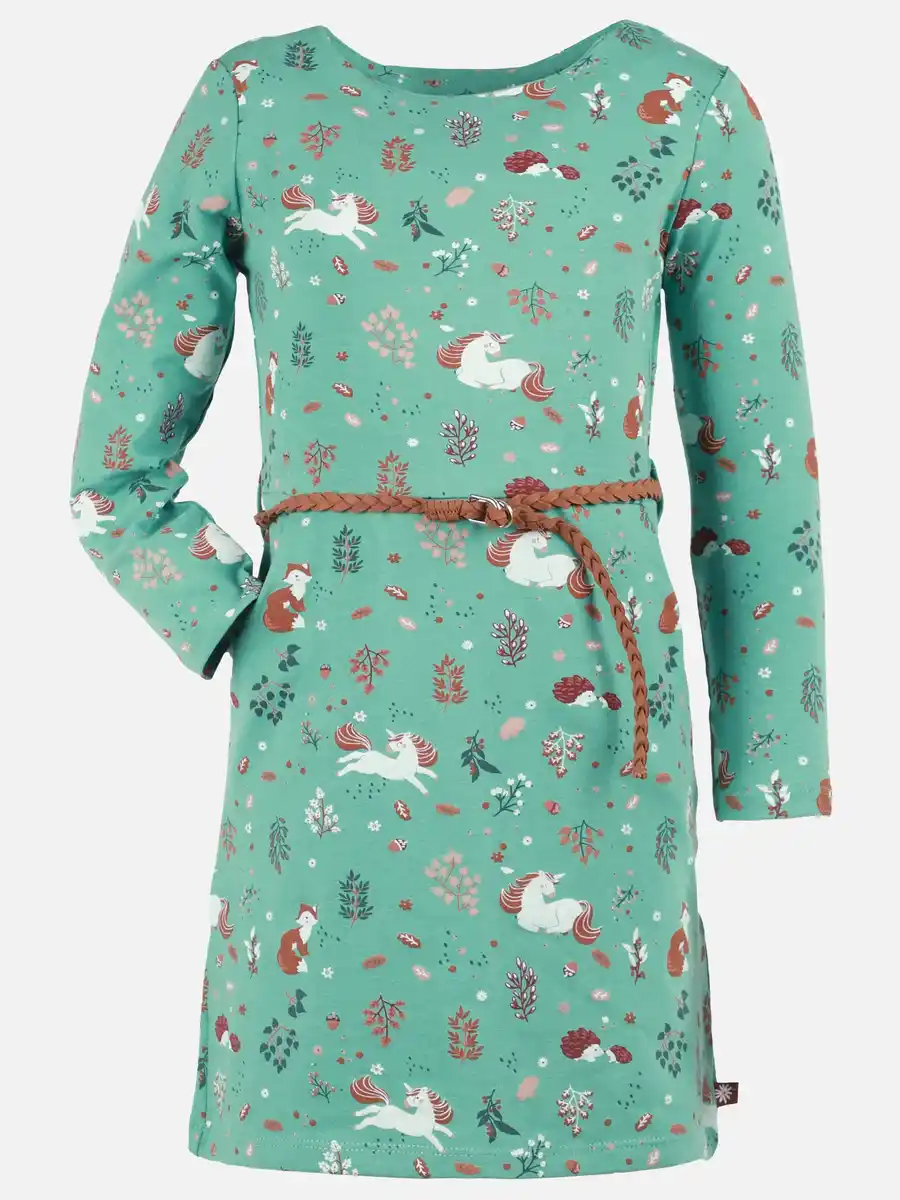 Bild 2 von Mädchen Kleid mit Flechtgürtel Grün