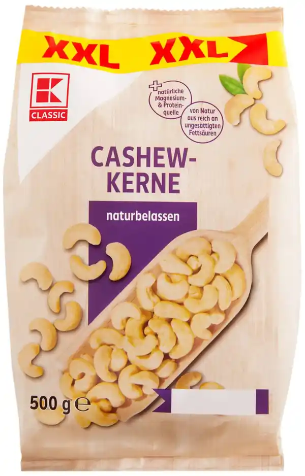 Bild 1 von K-CLASSIC Cashewkerne XXL, 500-g-Großpackg.