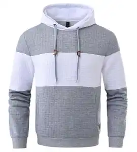 Huayuzh Hoodie Herren Oversize Kapuzenpullover für Herren Langarm Freizeit Jacquard Farbblock Sweatshirt mit Zip Taschen