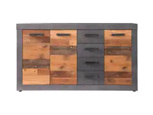 Sideboard mit 4 Schubladen Old Wood - Graphit Matera 151 cm - INDY