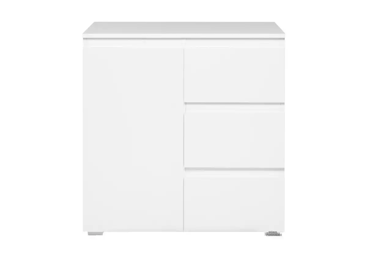 Bild 1 von Kommode mit 1 Tür und 3 Schubladen weiß matt 80 cm - IMAGE