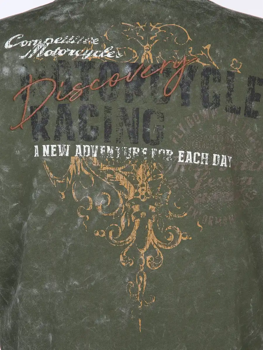 Bild 3 von Herren Henley Shirt mit Print Oliv