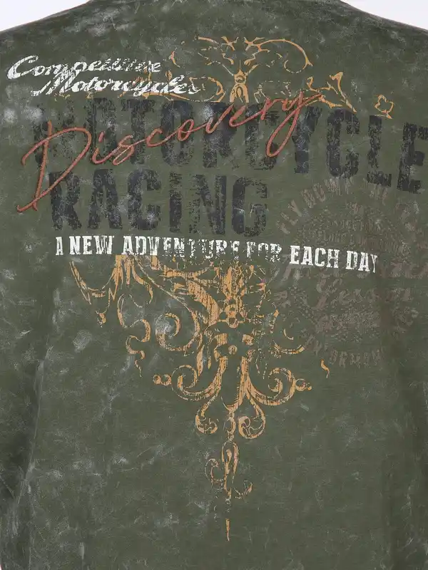 Bild 3 von Herren Henley Shirt mit Print Oliv