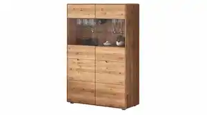 Highboard mit Glastüren Wildeiche massiv 100 cm - LUCAS