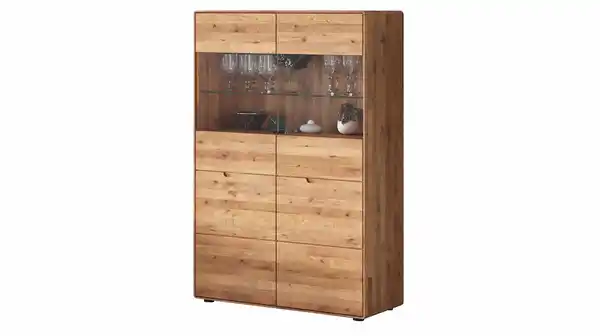 Bild 1 von Highboard mit Glastüren Wildeiche massiv 100 cm - LUCAS