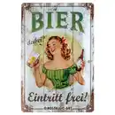 Bild 1 von Blechschild Bier dabei? Eintritt Frei! 20 x 30 cm Nostalgic Art