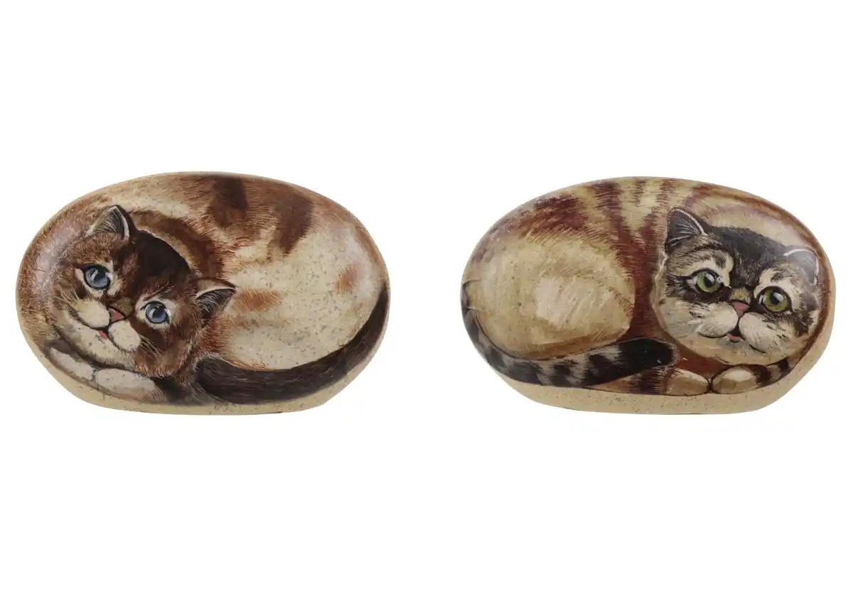 Bild 1 von Polyresin Stein mit Katzenmotiv