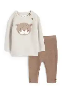 C&A Tiger-Baby-Strick-Outfit-2 teilig, Beige, Größe: 50