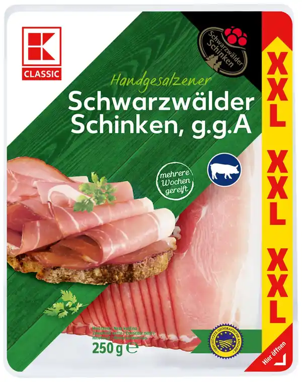 Bild 1 von K-CLASSIC Schwarzwälder Schinken, 250-g-Großpackg.