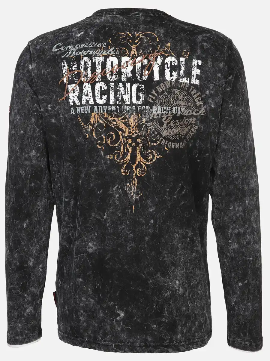 Bild 2 von Herren Henley Shirt mit Print Schwarz