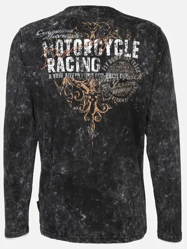 Bild 2 von Herren Henley Shirt mit Print Schwarz