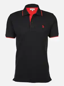 Herren Poloshirt mit Stickerei Schwarz