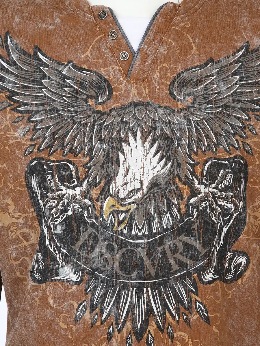 Bild 3 von Herren Henley Shirt mit Print Orange