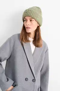 C&A Bouclé-Beanie, Grün, Größe: 1 size