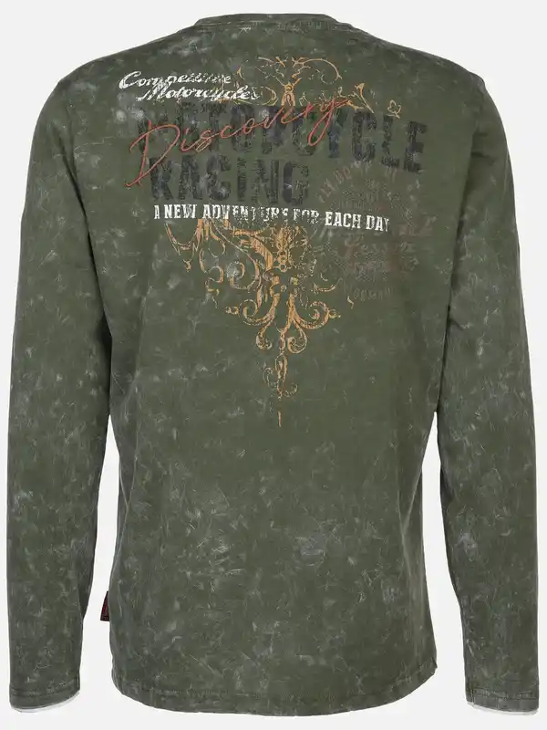 Bild 2 von Herren Henley Shirt mit Print Oliv