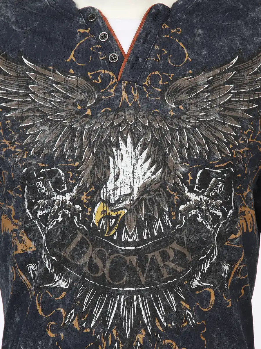 Bild 3 von Herren Henley Shirt mit Print Blau