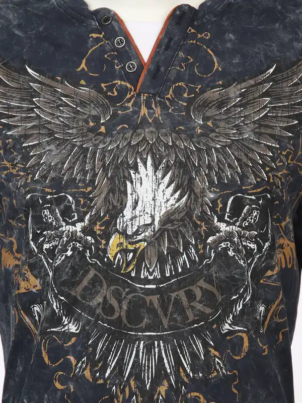 Bild 3 von Herren Henley Shirt mit Print Blau