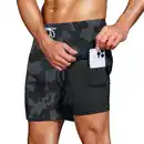 Bild 1 von HMIYA Badehose Herren 2 in 1 Badeshorts Schwimmhose Schnelltrocknend Kurz Boardshorts mit Kompression und Reißverschlusstaschen