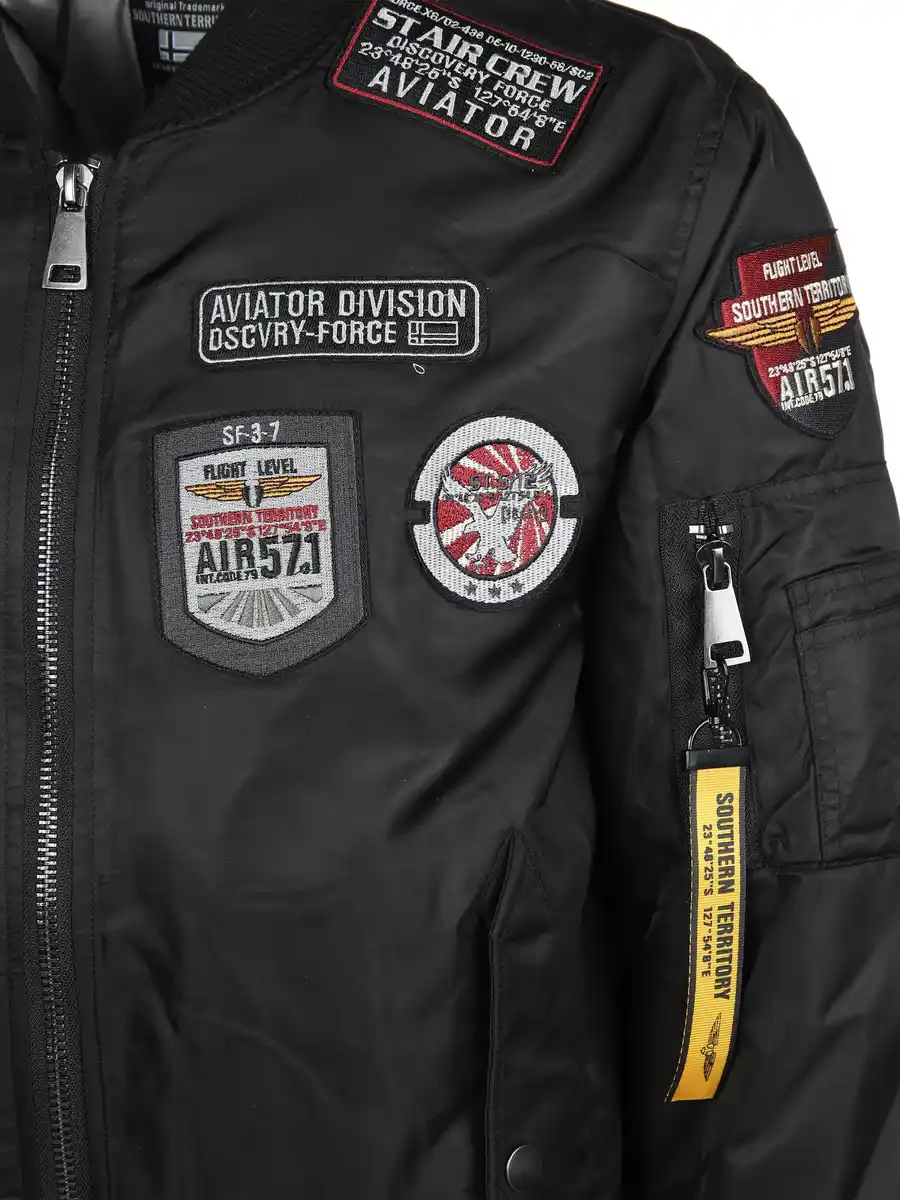 Bild 4 von Herren Bomberjacke mit Applikationen Schwarz