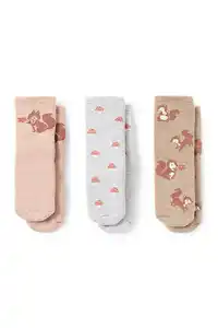 C&A Multipack 3er-Herbst-Baby-Anti-Rutsch-Socken mit Motiv, Beige, Größe: 15-17