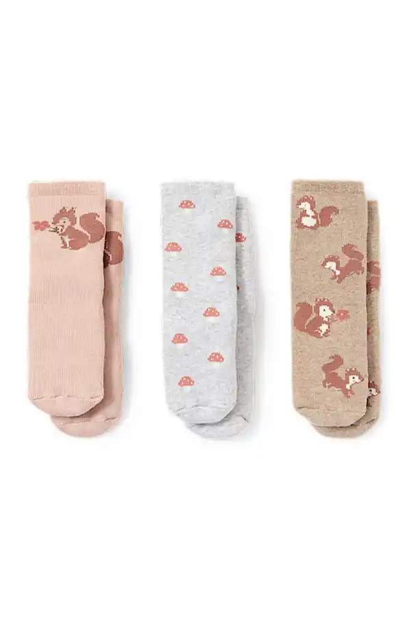 Bild 1 von C&A Multipack 3er-Herbst-Baby-Anti-Rutsch-Socken mit Motiv, Beige, Größe: 15-17