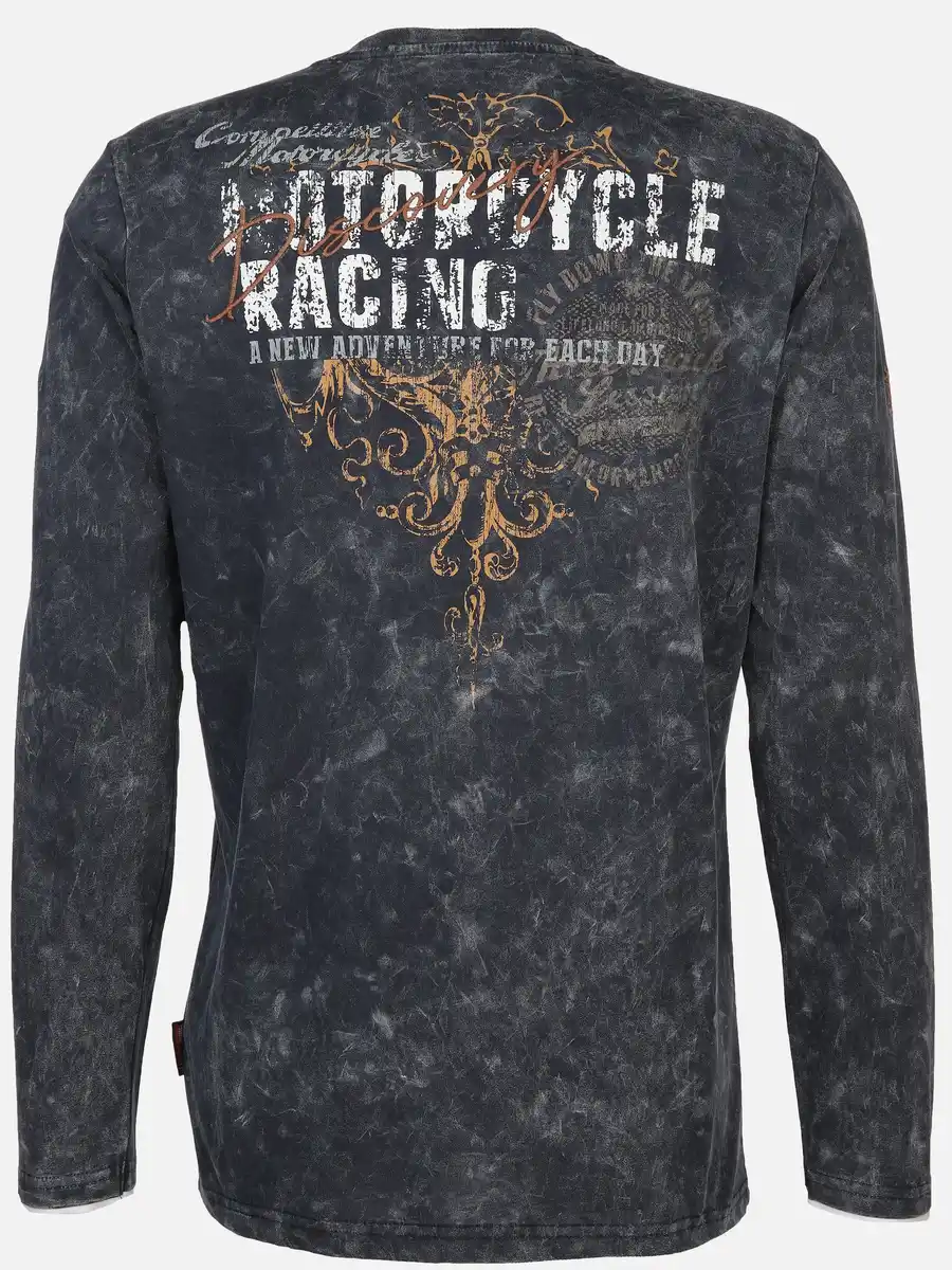 Bild 2 von Herren Henley Shirt mit Print Blau