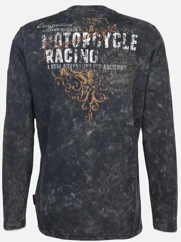 Bild 2 von Herren Henley Shirt mit Print Blau