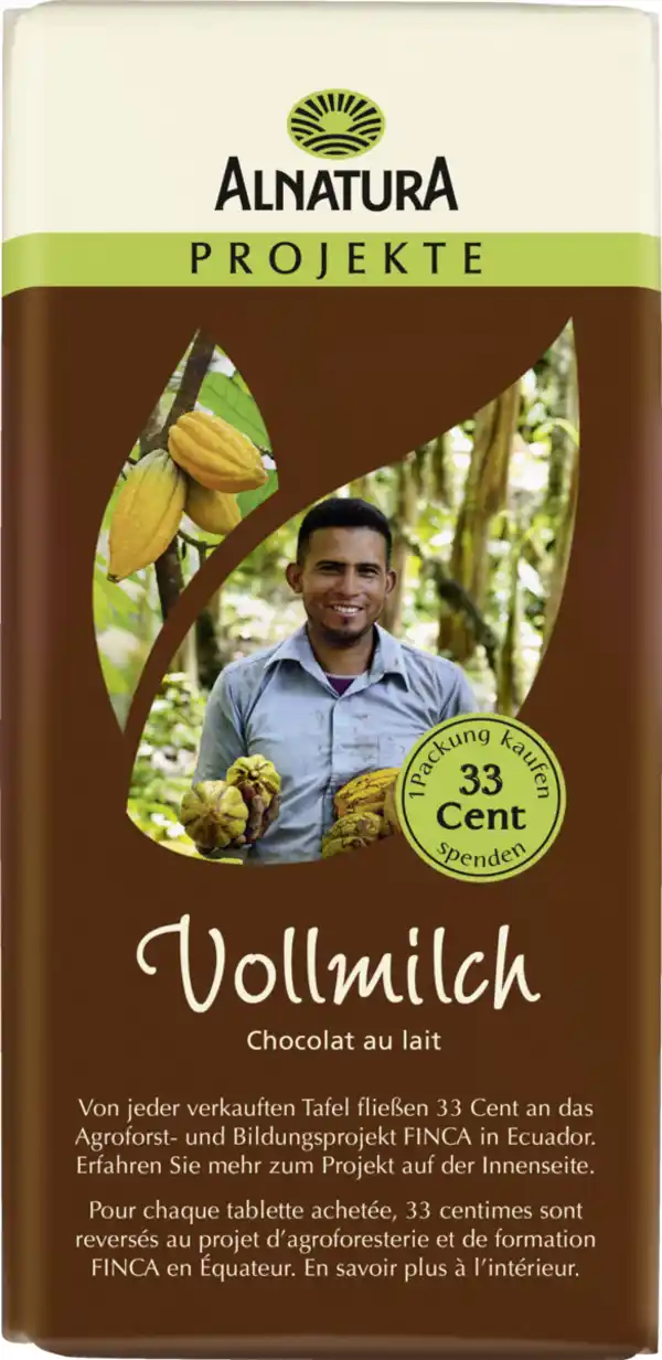 Bild 1 von Alnatura Projekte Bio Vollmilch Schokolade, 100 g