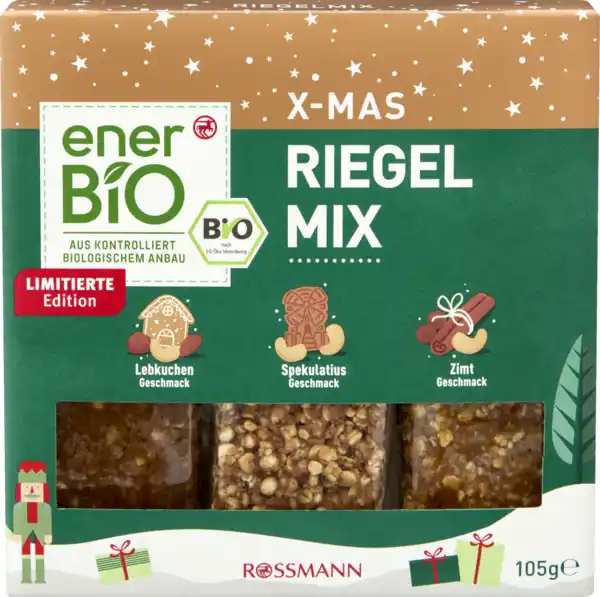 Bild 1 von enerBiO X-Mas Riegel Mix, 105 g