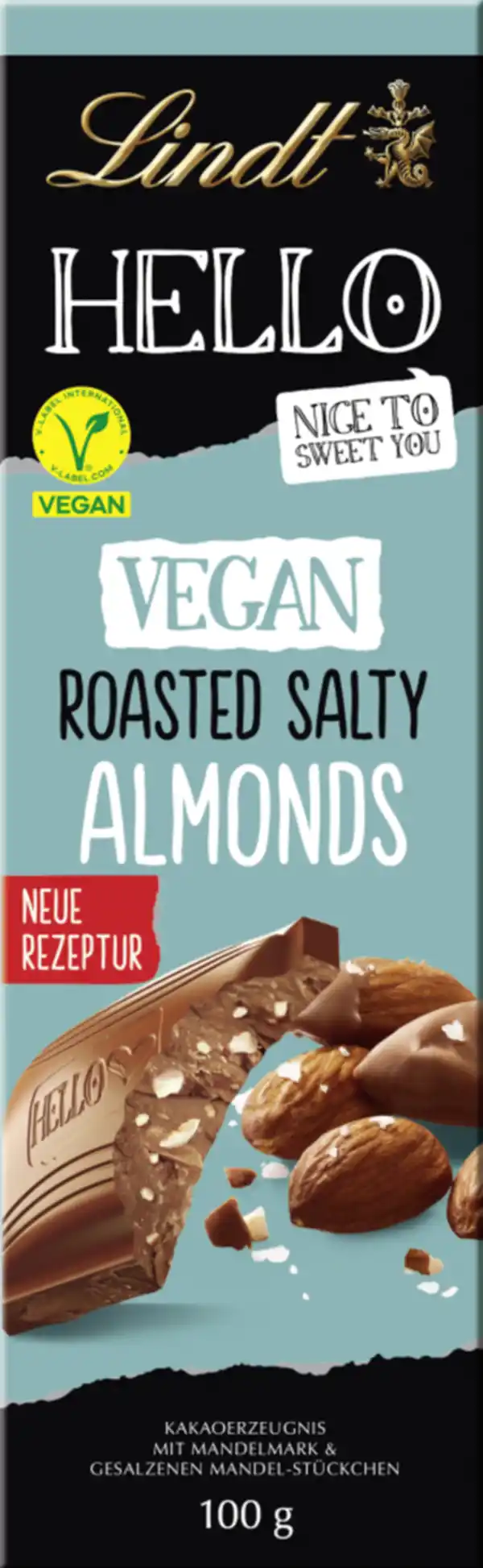 Bild 1 von Lindt HELLO Vegan Roasted Salty Almonds Tafel, 100 g