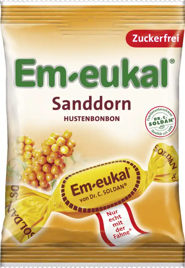 Bild 1 von Em-eukal Sanddorn Hustenbonbon zuckerfrei, 75 g