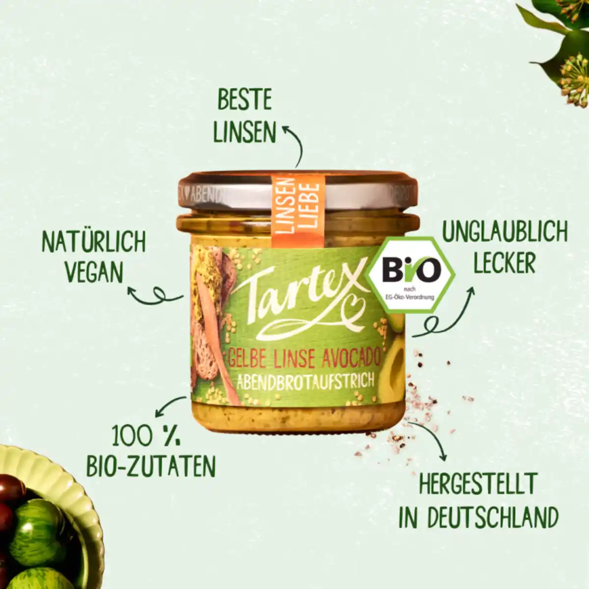 Bild 4 von Tartex Bio Gelbe Linse Avocado Abendbrotaufstrich, 140 g