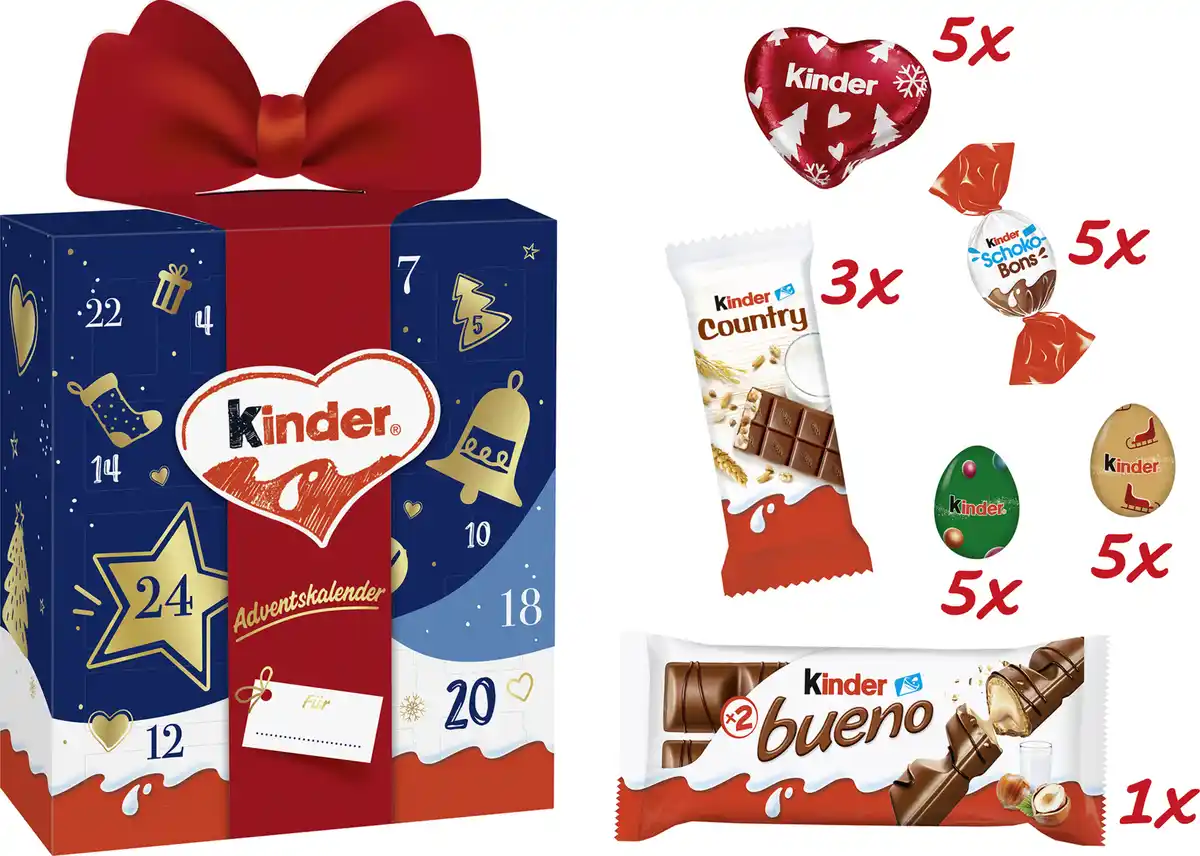 Bild 3 von Ferrero Kinder Mix Geschenk Adventskalender 2024, 214 g