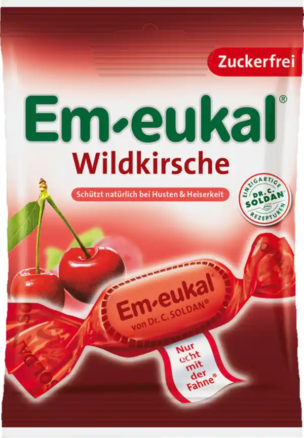 Bild 1 von Em-eukal Wildkirsche-Hustenbonbons mit Süßungsmitteln und Vitamin C, 75 g