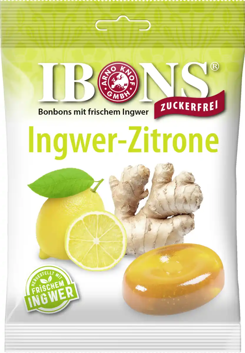 Bild 1 von IBONS Ingwer-Zitrone Kaubonbons, 75 g