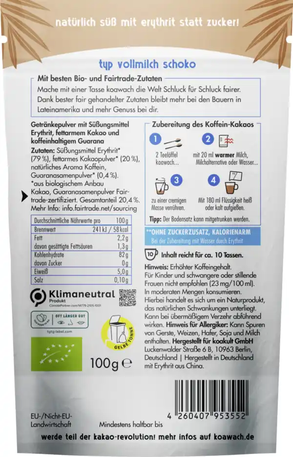 Bild 2 von koawach Vollmilch Schoko, 100 g